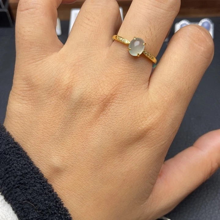 翡翠戒指银S925镶嵌戒指