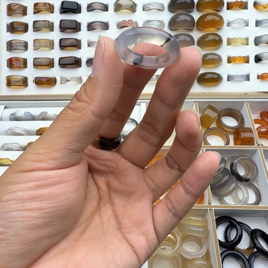 玛瑙/玉髓未镶嵌戒圈18圈福利