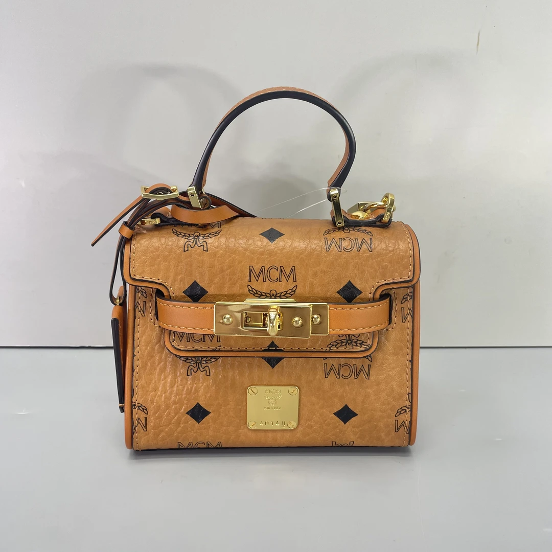 95新 MCM 媚姐/mcm干邑色迷你凯丽手提包15x11x8cmG042010