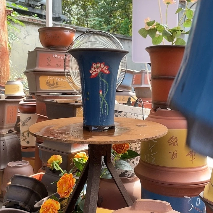 蓝色小号一念花开花盆紫砂花盆