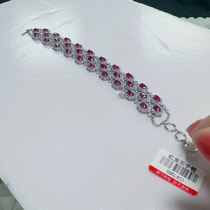 手链银S925镶嵌红宝石手链
