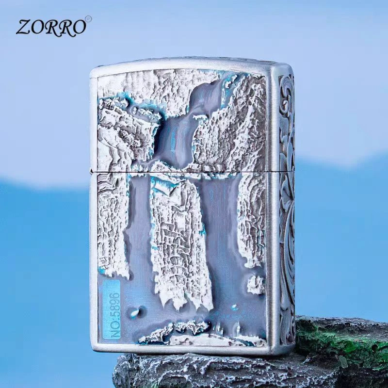 ZORRO【本色高山流水】金属煤油打火机高品质防风点烟器（带小y）