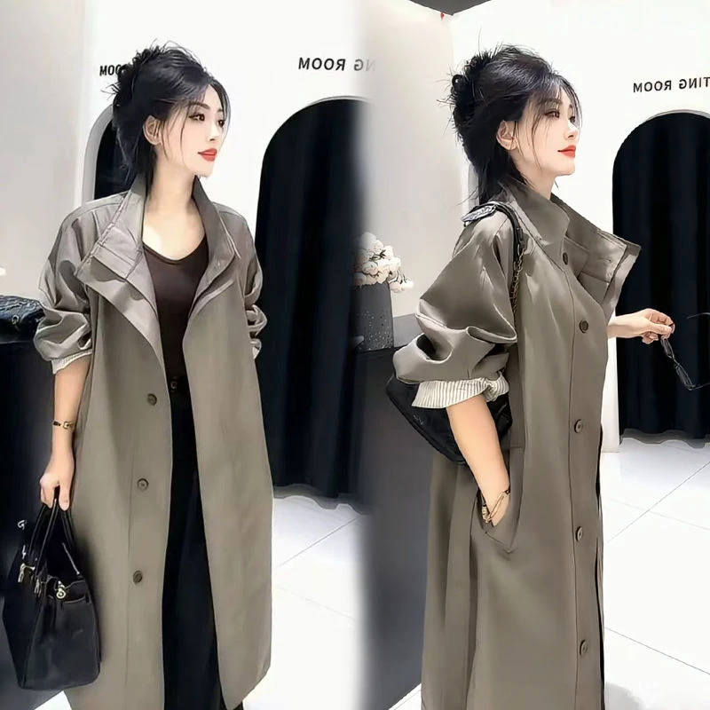 韩版气质中长款风衣女2025春秋新款高级感宽松显瘦时尚外套大衣潮