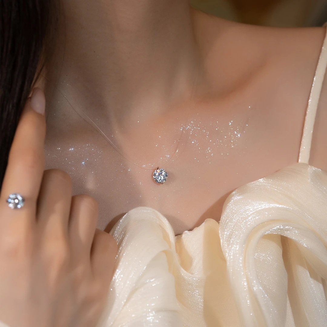 925银 孙俪同款人鱼之泪项链高定小众隐形锁骨链