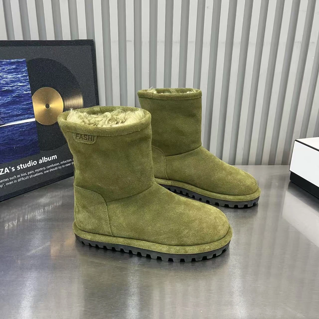 欧货2025冬季新款磨砂皮烟筒靴高筒靴时髦雪地靴女百搭休闲靴潮