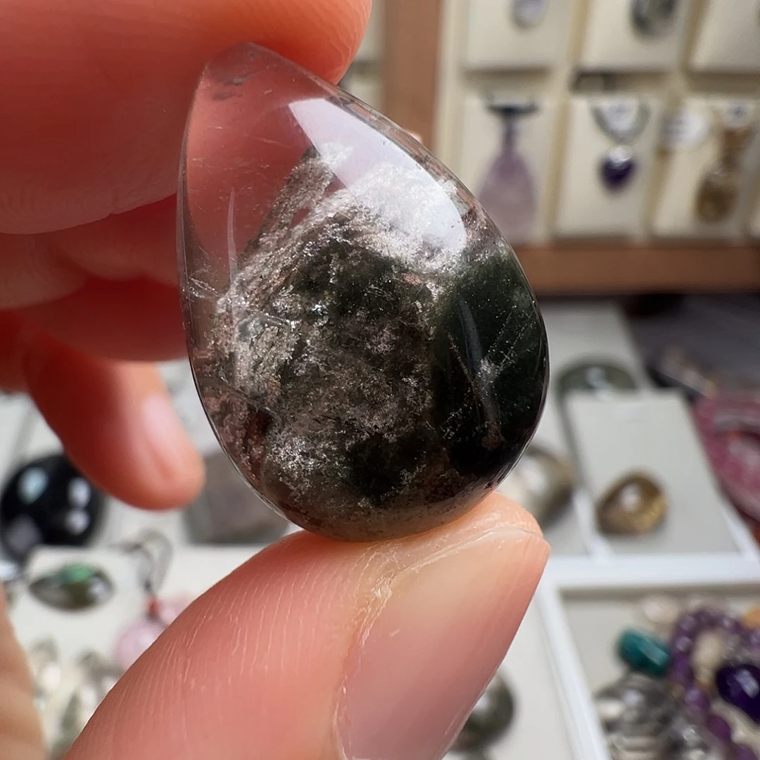 水晶颈饰银S925镶嵌天然幽灵水晶