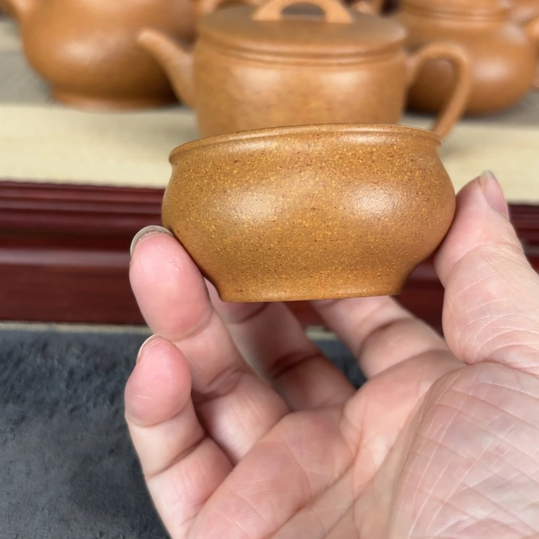 紫砂茶壶孙*梨皮黄段仿古杯4个