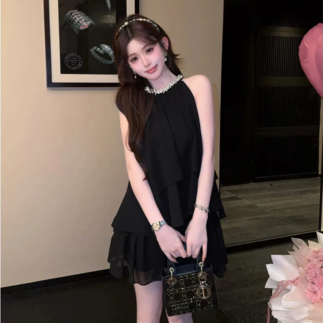 【格蓝度官方旗舰店】重工镶钻半身短裙两件套装女夏季无袖雪纺衬衫