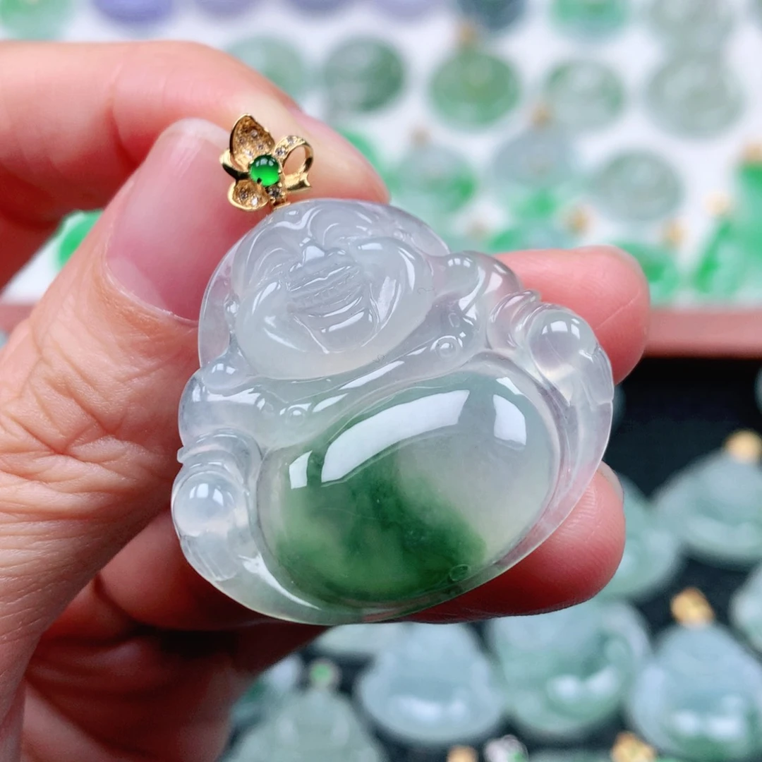 翡翠吊坠(不含链)18K金镶嵌