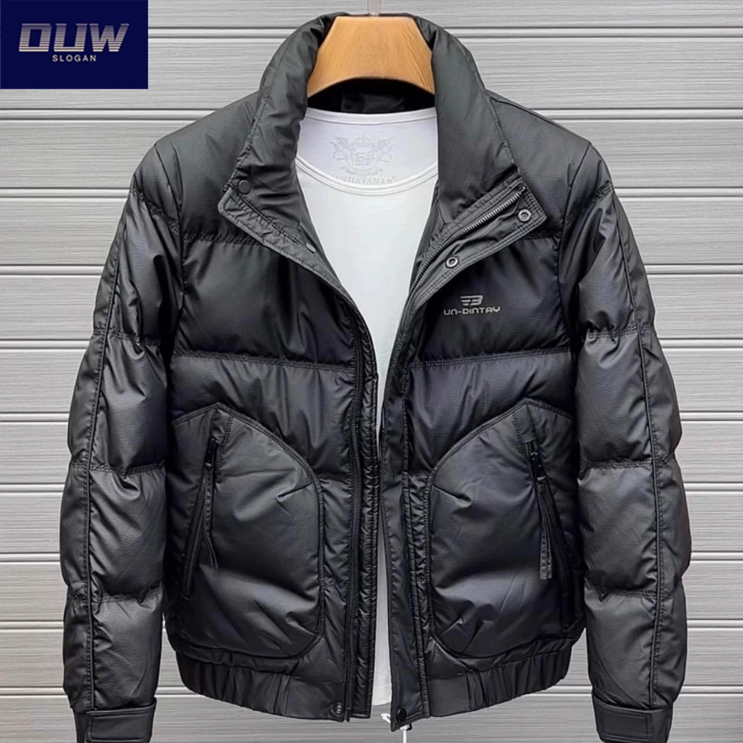 O.U.W羽绒服冬季2025新款潮牌帅气男装拉链口袋立领加厚修身外套