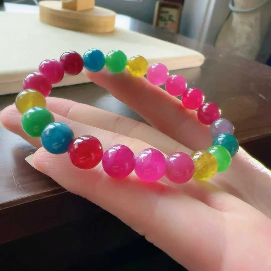 天然真品彩虹碧玺手串单圈8.6mm21.3g正品碧玺手串纯天然真品100%