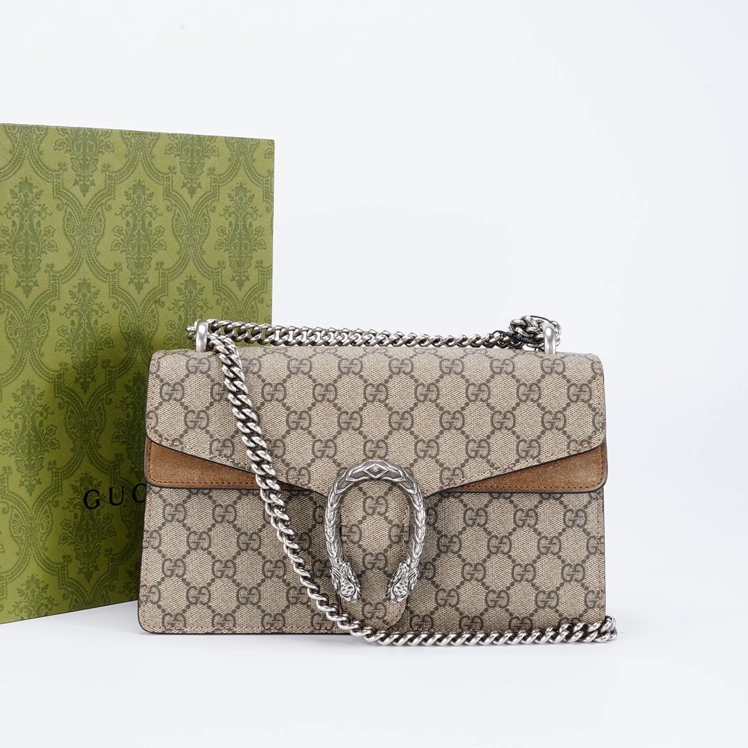 95新 GUCCI/古驰 【夏vv】酒神中号包老花棕色/BG22001494