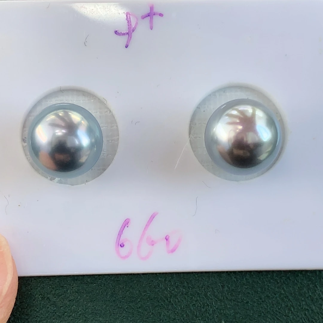 海水珍珠裸珠铂金灰对珠9.2mm