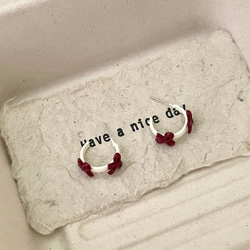 合金亚克力耳饰 @APRIL蝴蝶结法式轻奢气质小众设计个性简约耳环