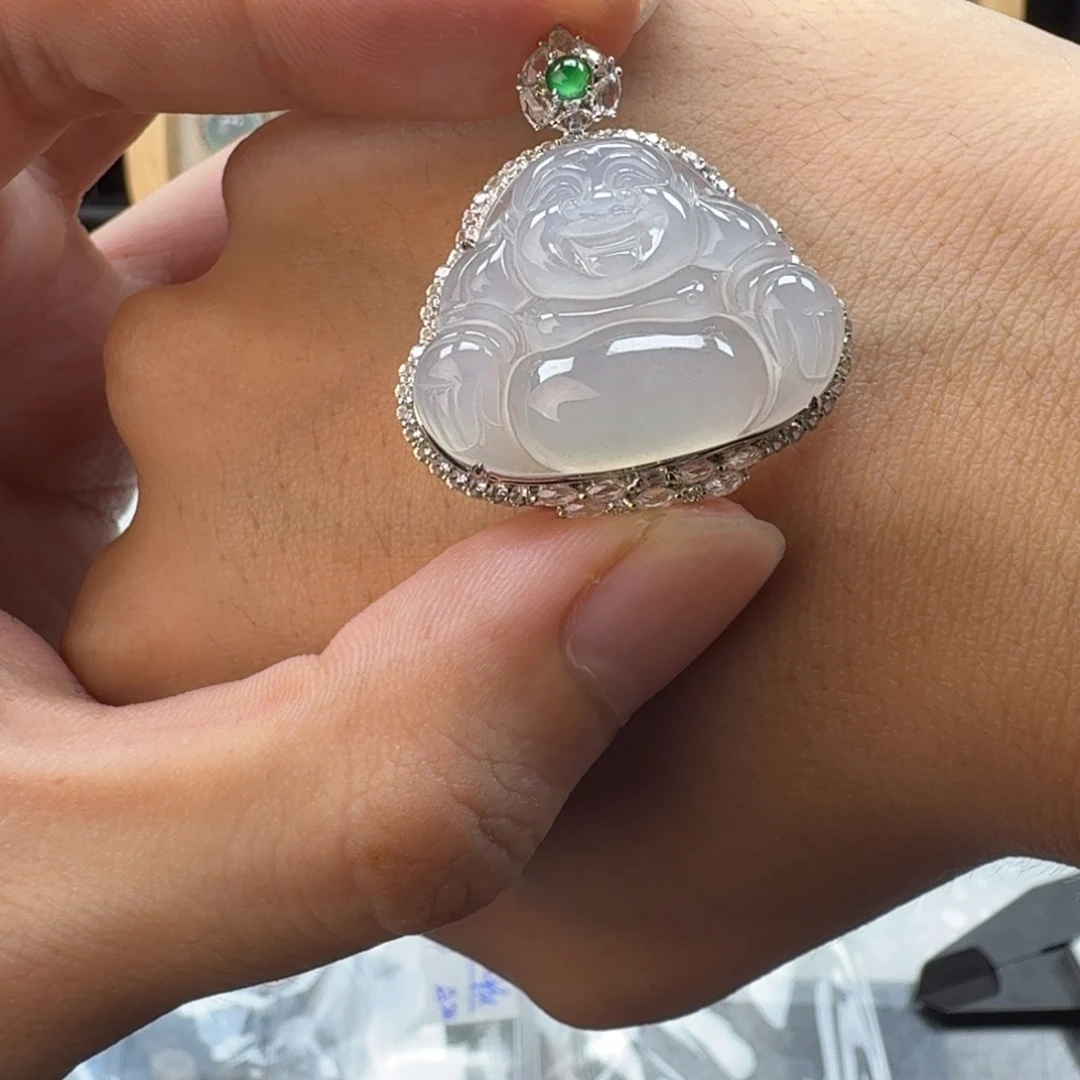 翡翠18K金镶嵌戒指天然缅甸翡翠A货