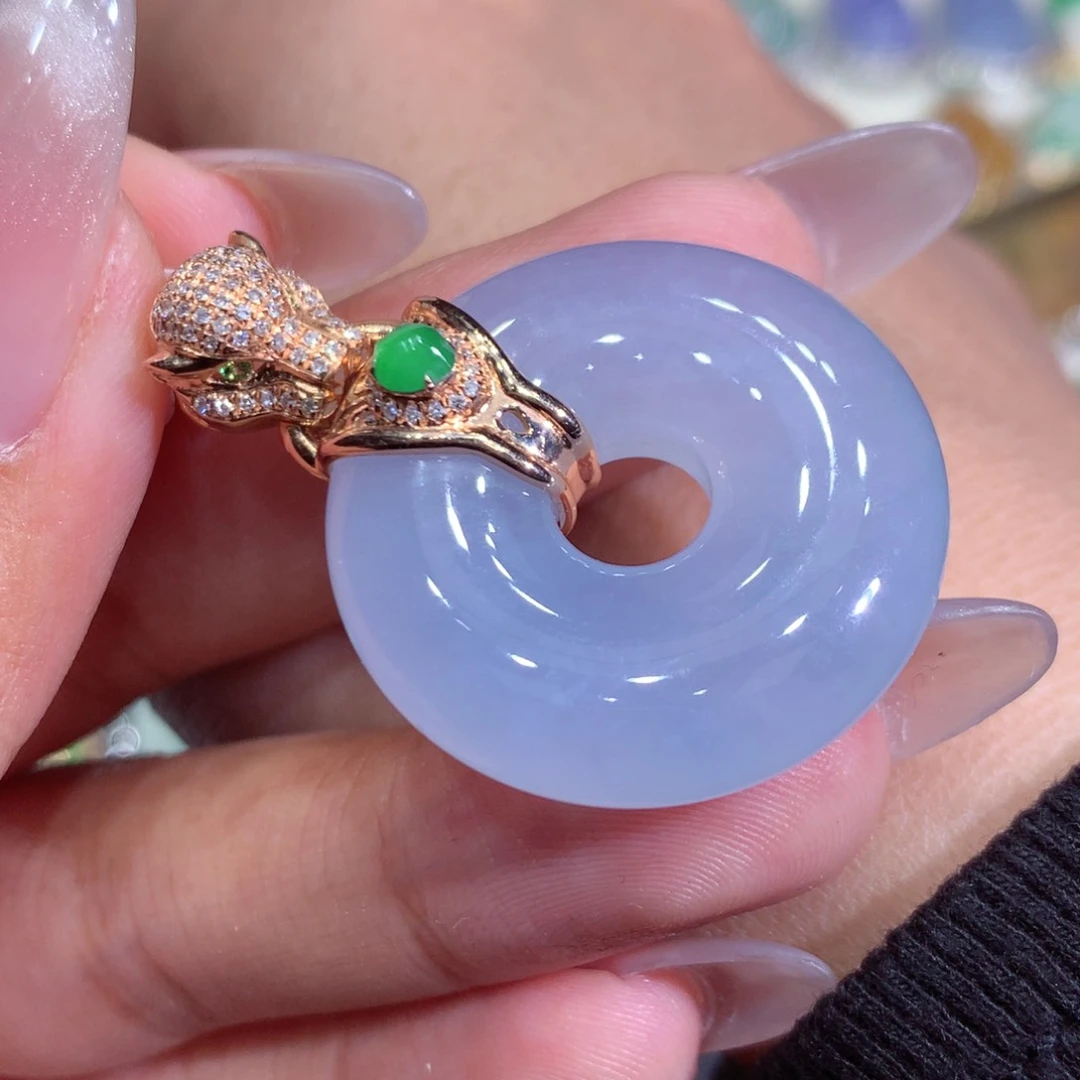 翡翠吊坠(赠链)18K金镶嵌