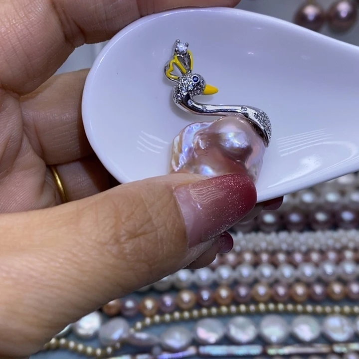 银S925镶嵌珠宝首饰淡水珍珠