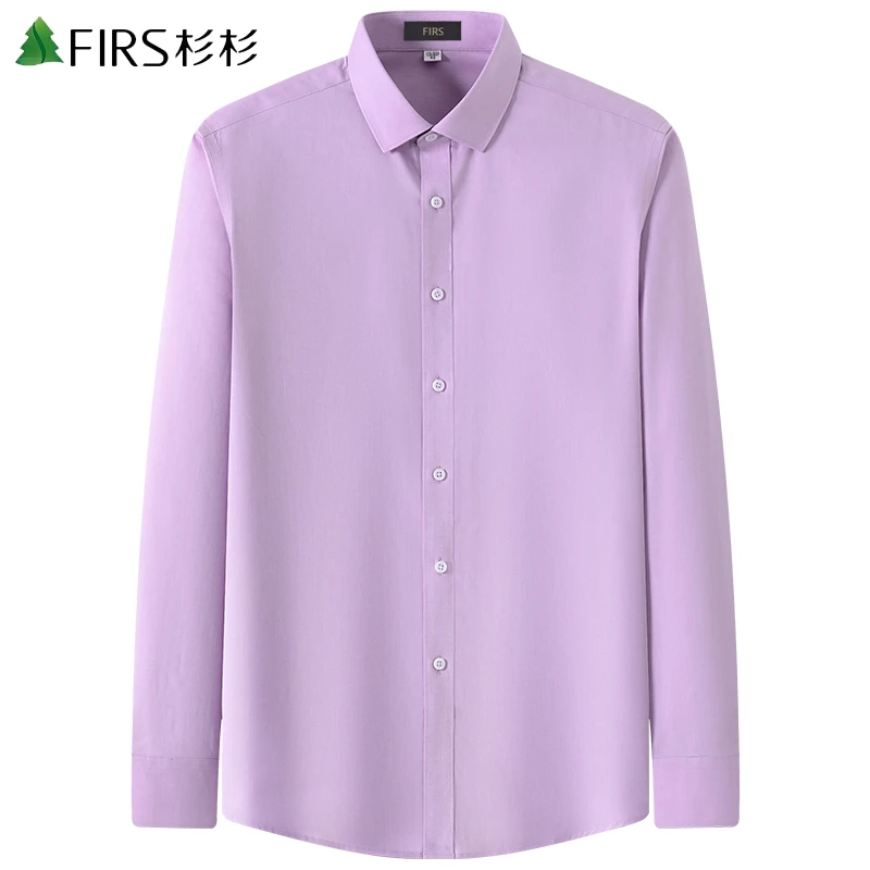 杉杉2025秋季新款纯棉免烫长袖衬衫男士商务正装纯色衬衣休闲百搭
