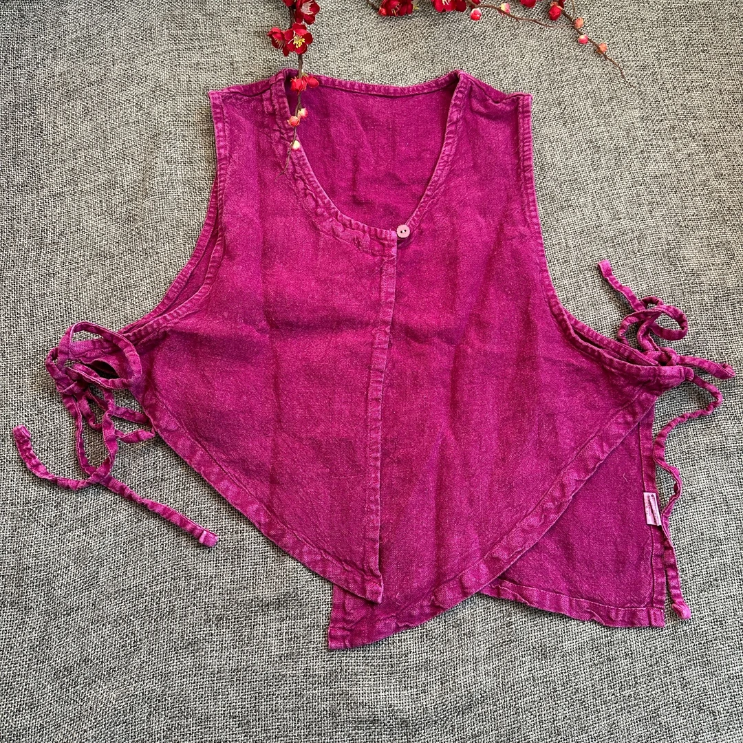 【语禾】3139设计师款粗织麻马甲洋气女郎背心（衣长56左右）