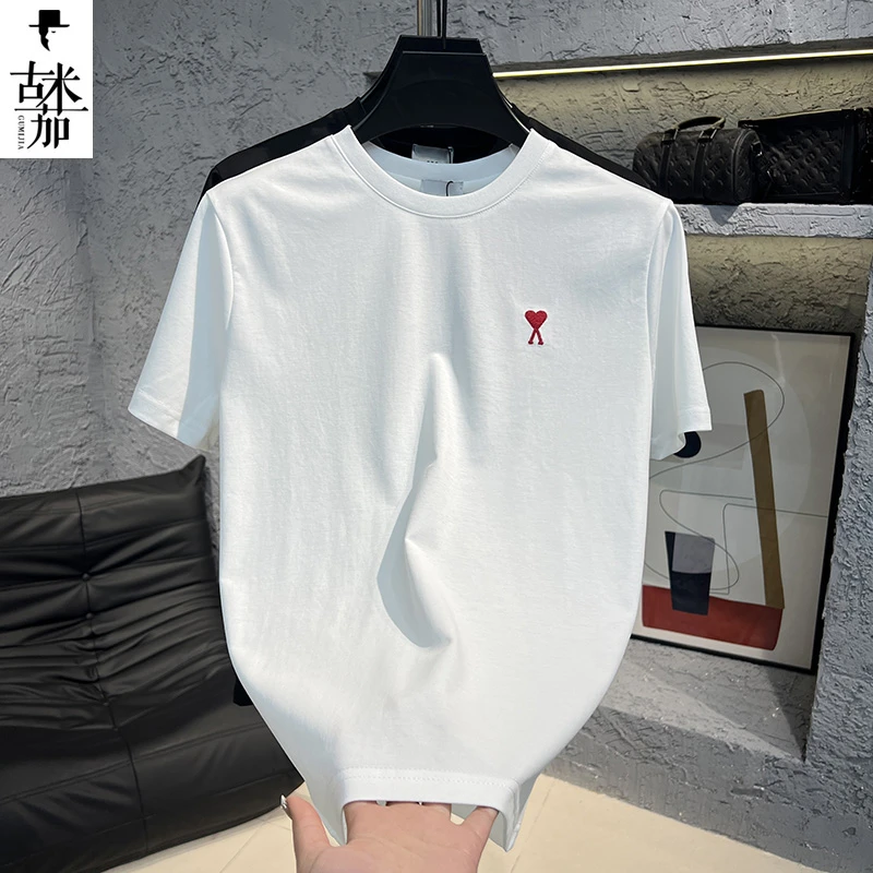 2025春夏新款男士时尚净版短袖小标潮流刺绣百搭男装