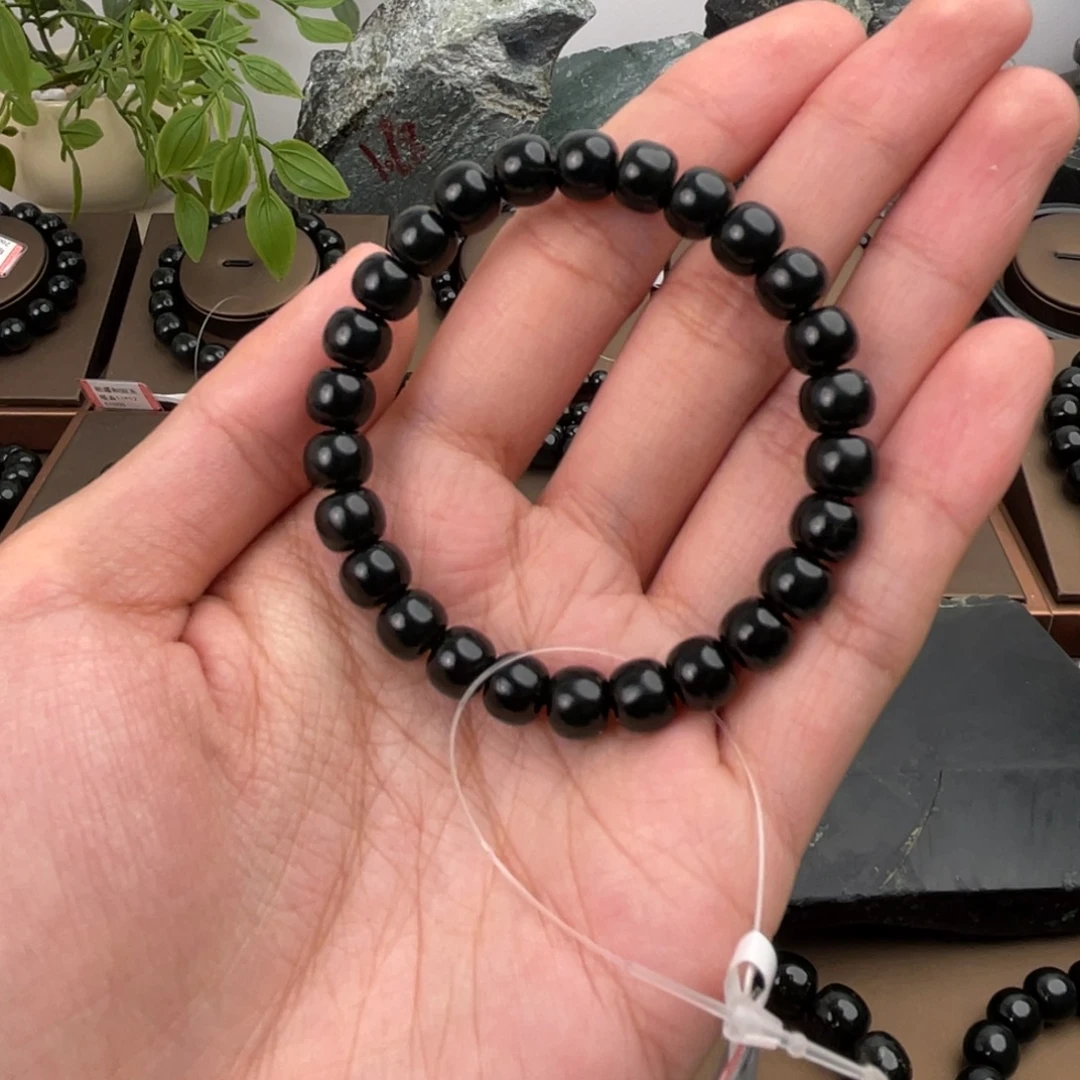 和田玉未镶嵌手链塔青卡8特细