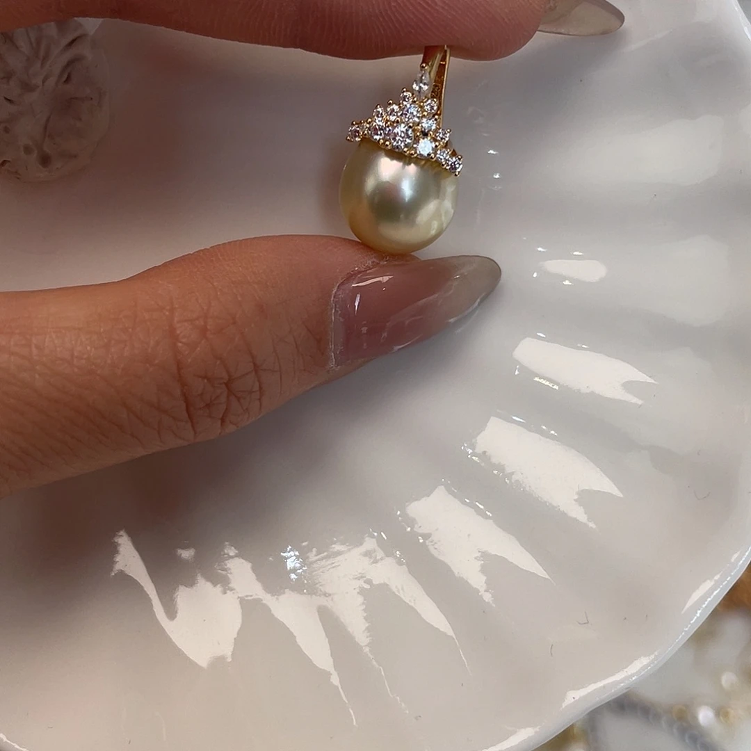 银S925镶嵌海水珍珠吊坠(不含链)