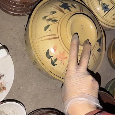 瓷片国营厂库存微瑕24厘米猪油罐