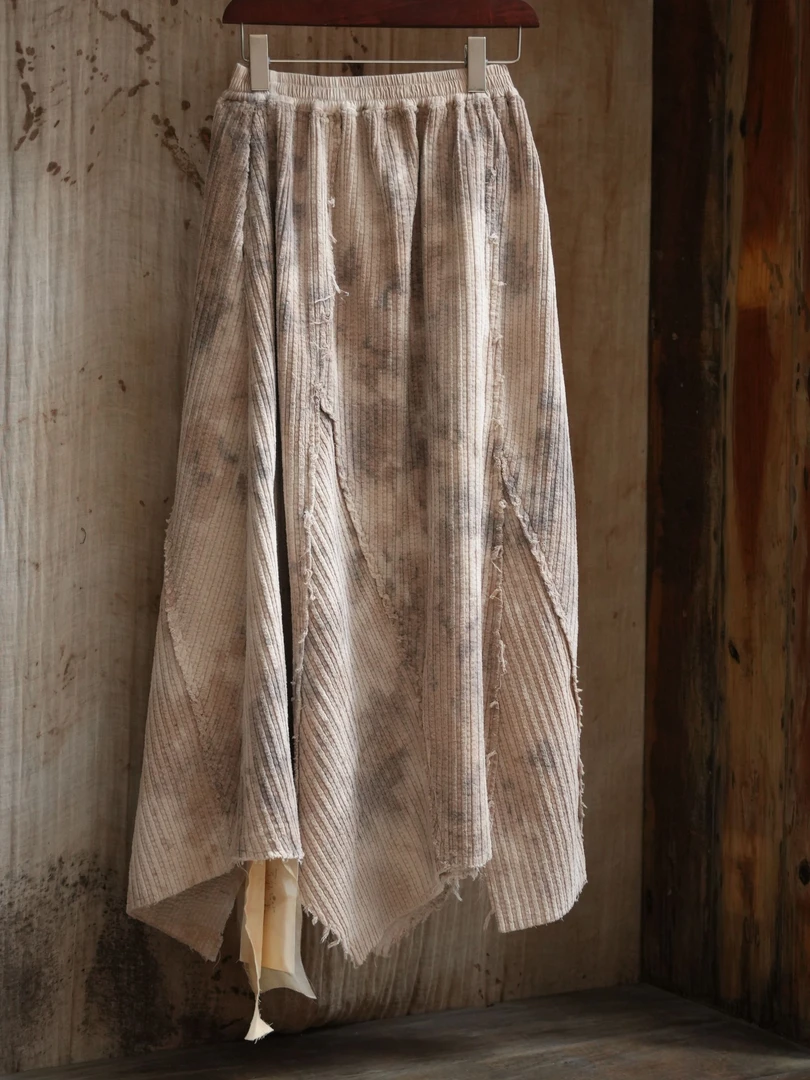 NatureDye 【美侖美奂】FL553145原创设计高级文艺竖条半裙