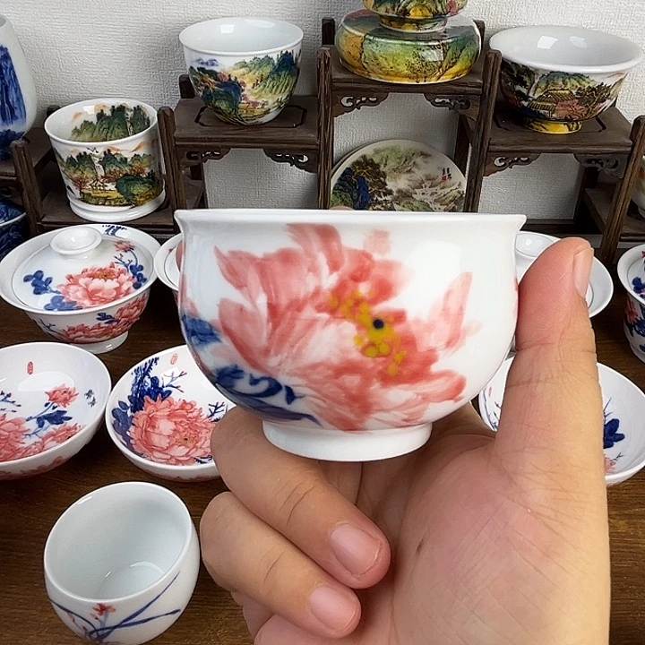 忠意堂釉下彩红牡丹微瑕不退