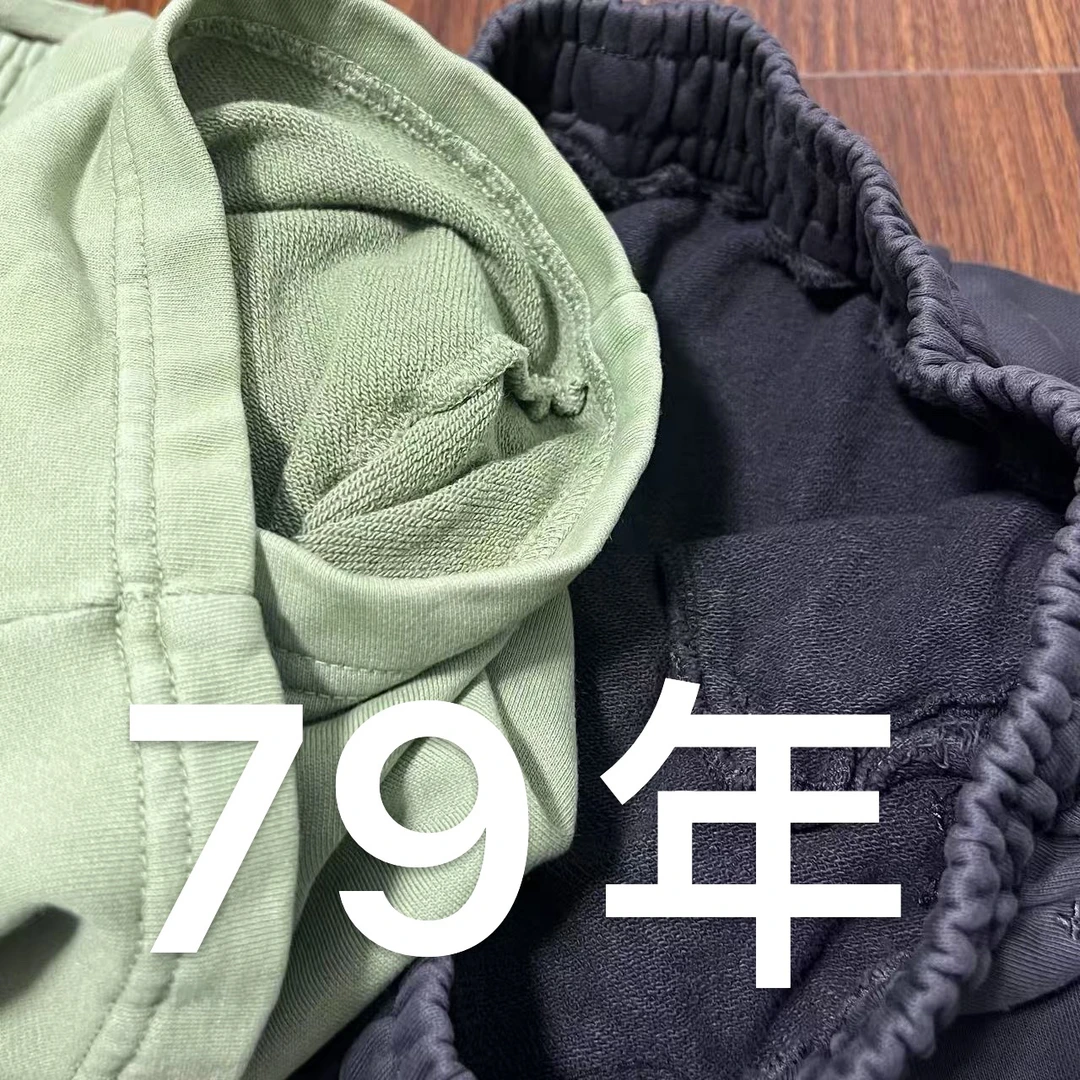 79年-重磅右后刺绣牛肚毛圈洗水短裤