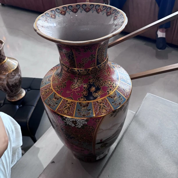 【本尼家】瓷器陶瓷艺术装饰五彩描金花瓶插花装饰桌面摆件