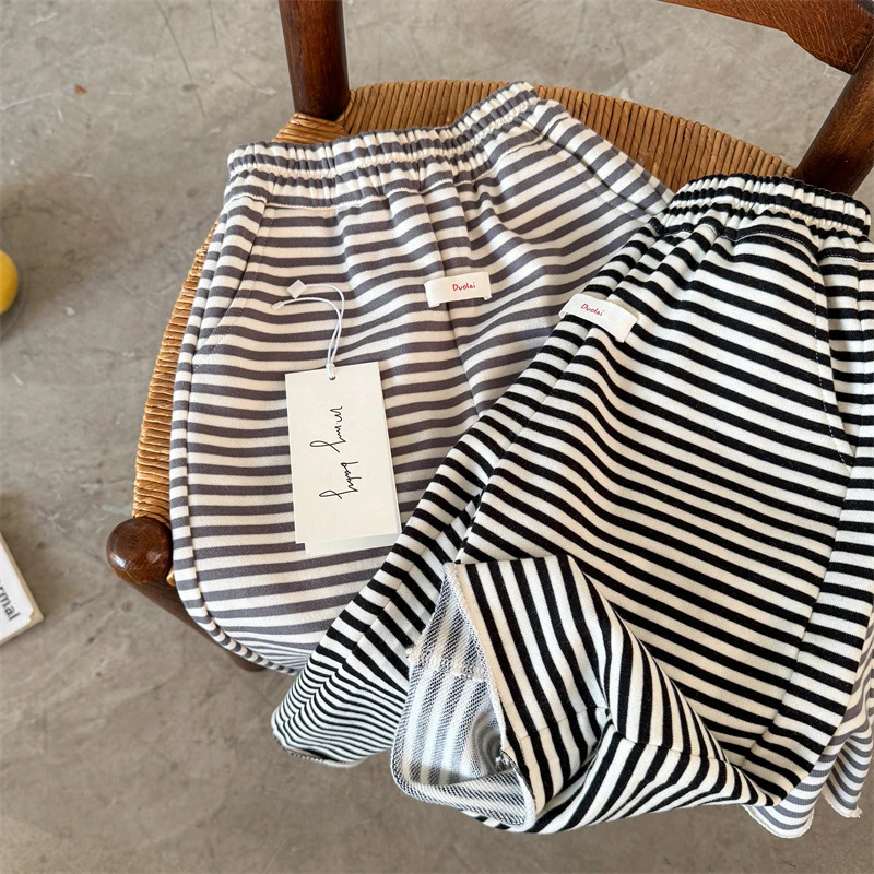 儿童长裤2025秋季新品男女童条纹针织休闲裤宝宝宽松休闲裤