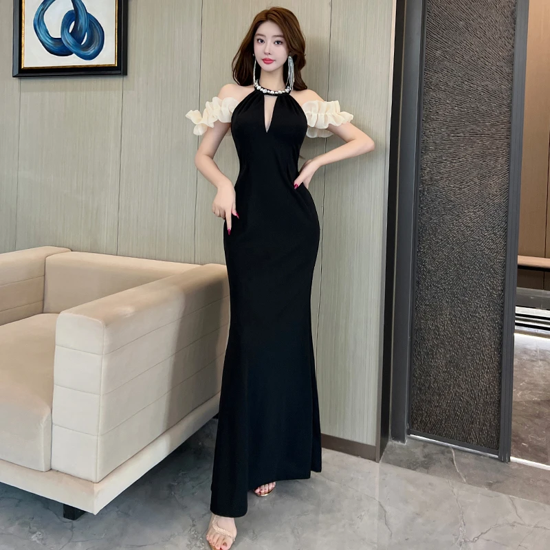 法式敬酒服新娘结婚订婚晚礼服裙女宴会挂脖气质鱼尾裙高级感轻奢