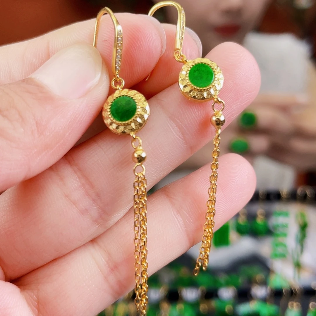 翡翠银S925镶嵌耳饰