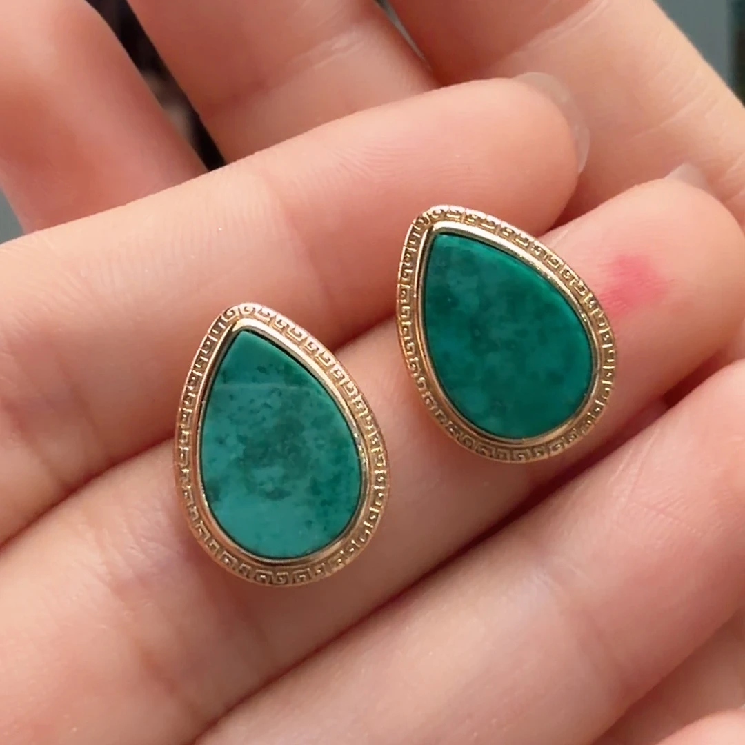 绿松石未镶嵌耳饰