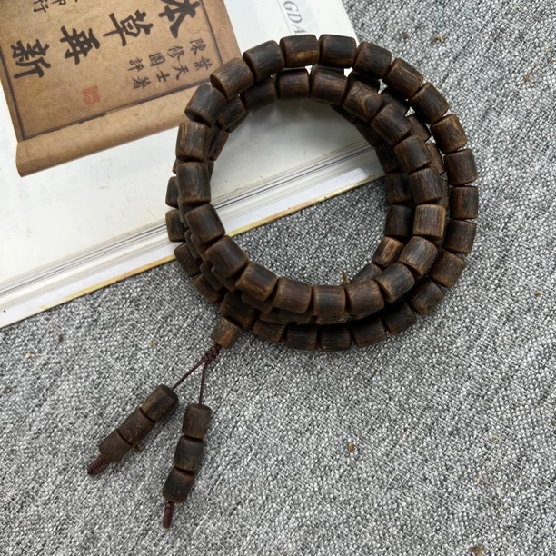 【乌身红油】R003沉香奇楠08直切桶珠多圈多样性发货一条