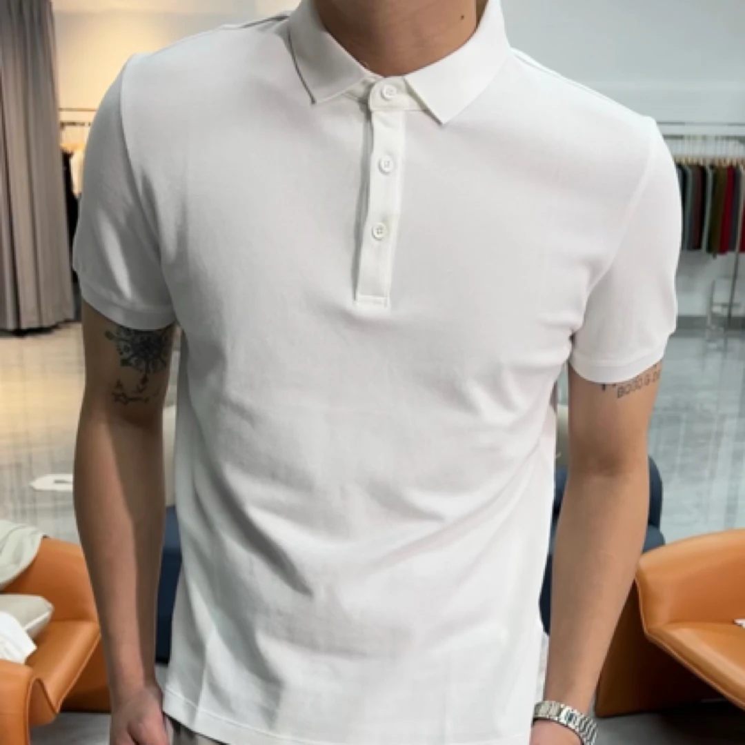 嘻哈哥新款夏日清凉 珠地棉白色polo衫男短袖修身薄款保罗t恤