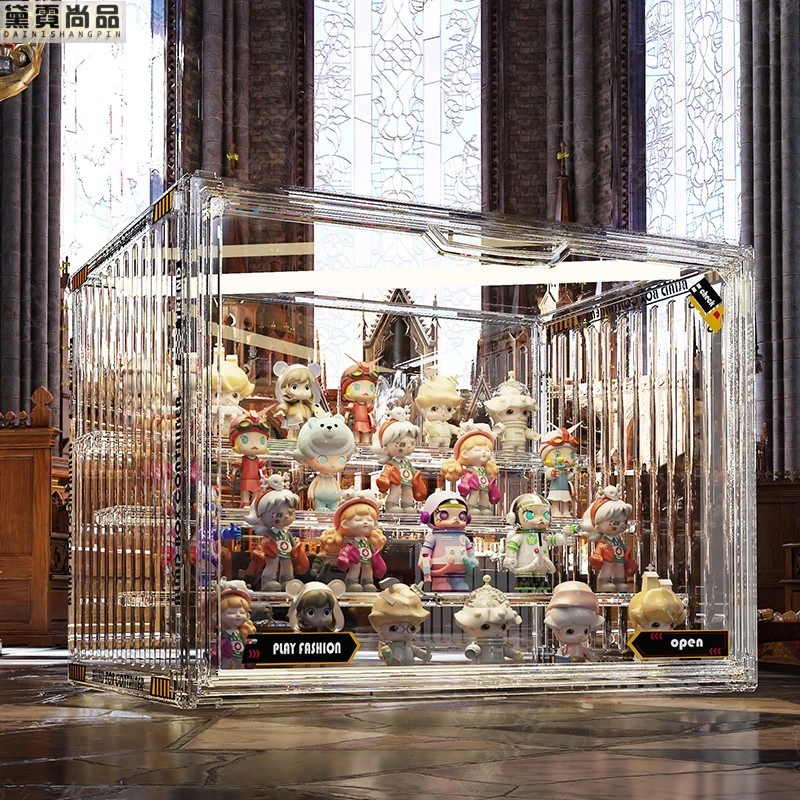 【盲盒收纳展示架】透明亚克力防尘泡泡玛特手办摆件公仔阶梯展示盒