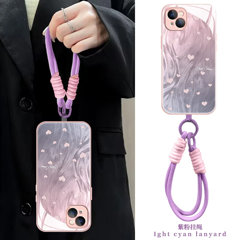 【苹果/华为/荣耀/OPPO/vivo/小米】粉色小爱心液态玻璃手机壳