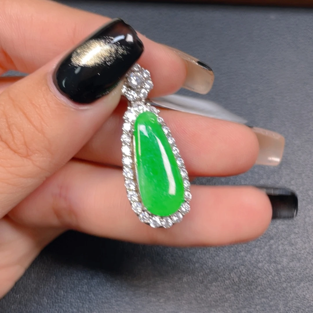 翡翠银S925镶嵌挂件hhjj