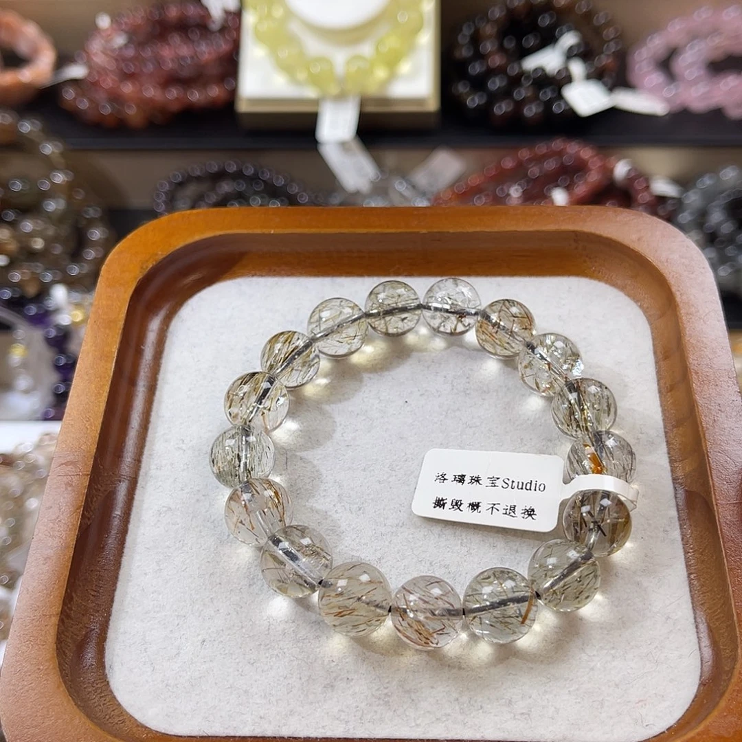 手链水晶未镶嵌白水体黑金 11m