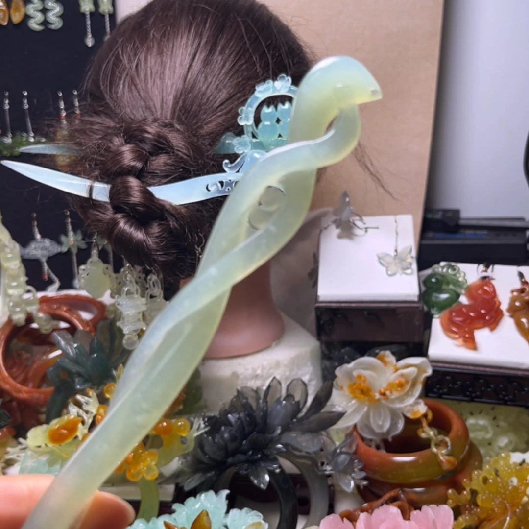 【闪购商品】合金蛇纹石玉发饰