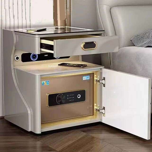 智能床头柜保险柜一体家用简约现代无线充电烤漆卧室保险箱收纳柜