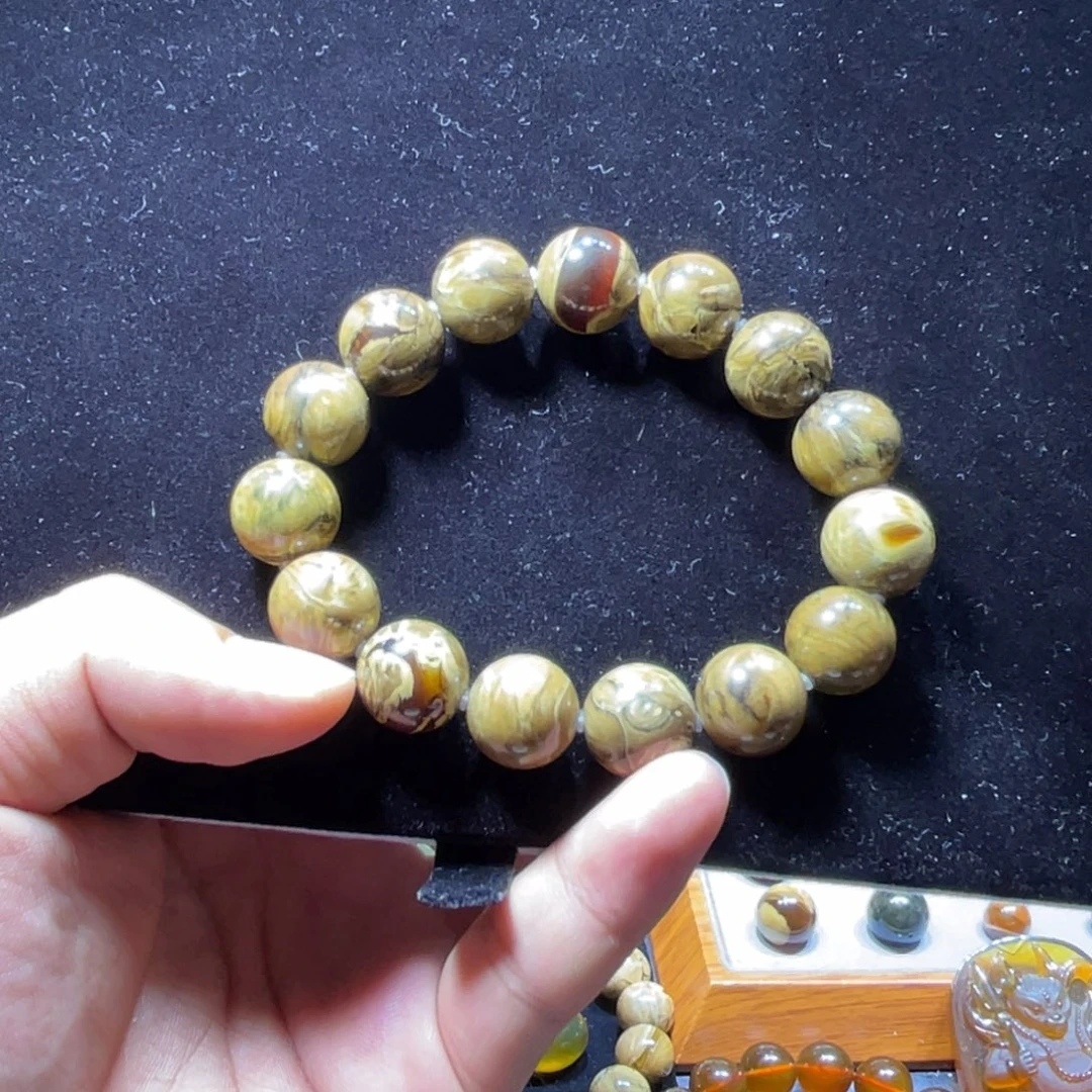 未镶嵌琥珀手串缅甸琥珀妖花溶洞蛋黄手串14+规格