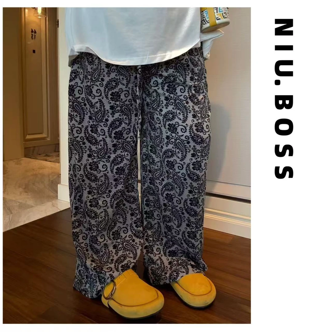 Three Ten. N大码260斤“腰果花”静奢复古垂感阔腿休闲裤