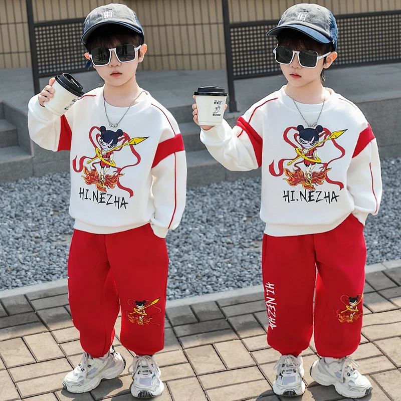 男童哪吒卫衣套装春秋款2025新款宝宝洋气春装男孩运动衣服两件套