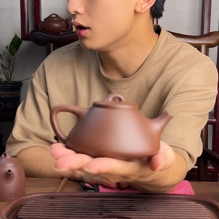 茶壶紫砂原矿紫泥160cc子冶石瓢紫砂壶