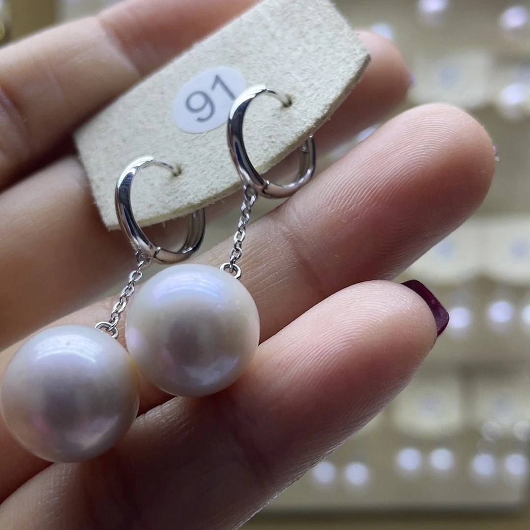 淡水珍珠耳饰银S925镶嵌