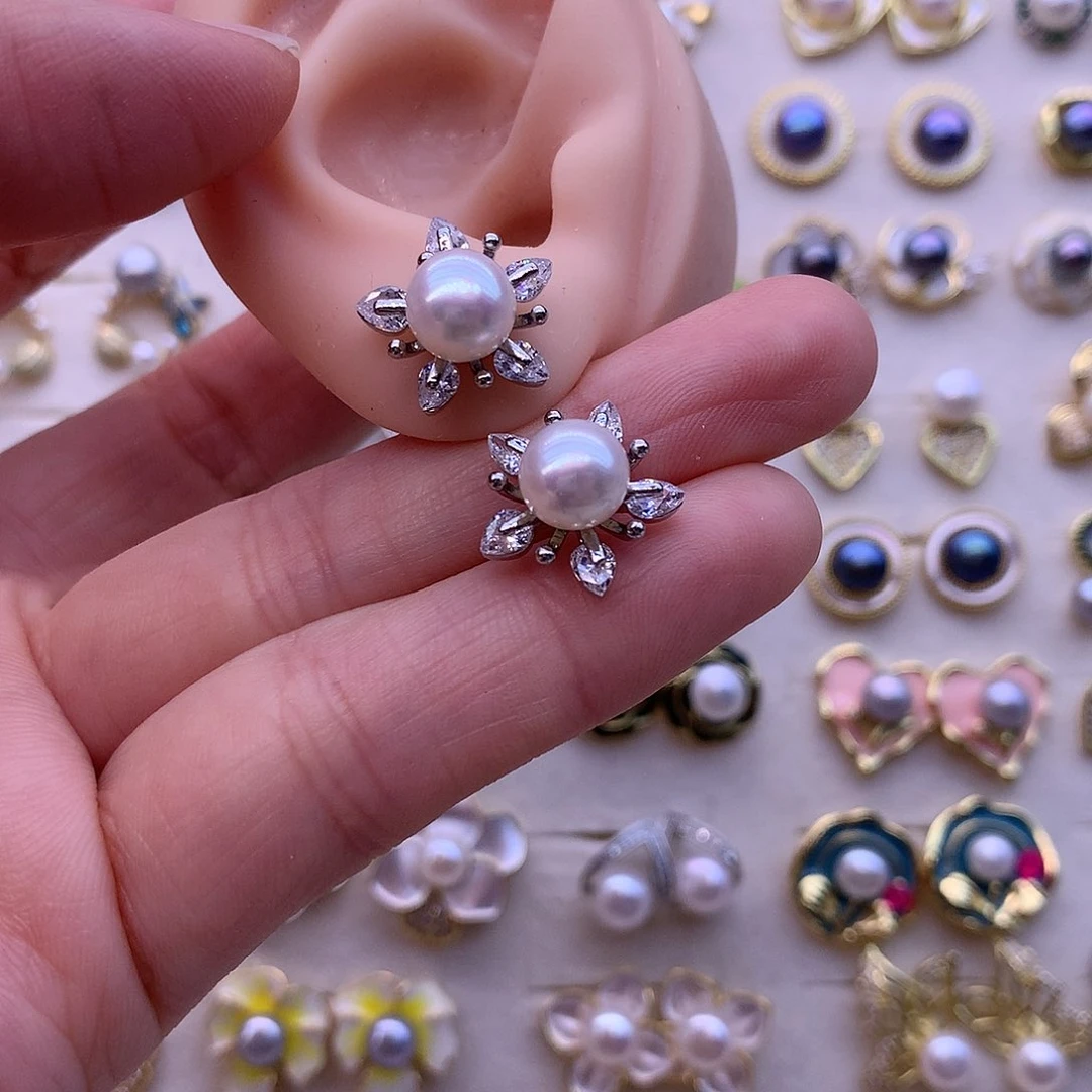 淡水珍珠耳饰合金