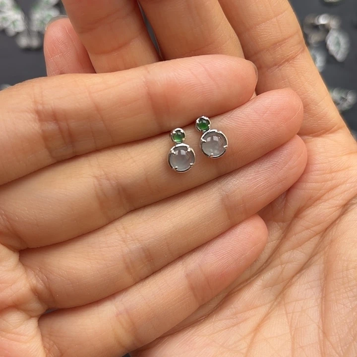 翡翠银S925镶嵌耳饰